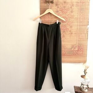 90s Forest Green Wool High Waisted Tapered Trousers
